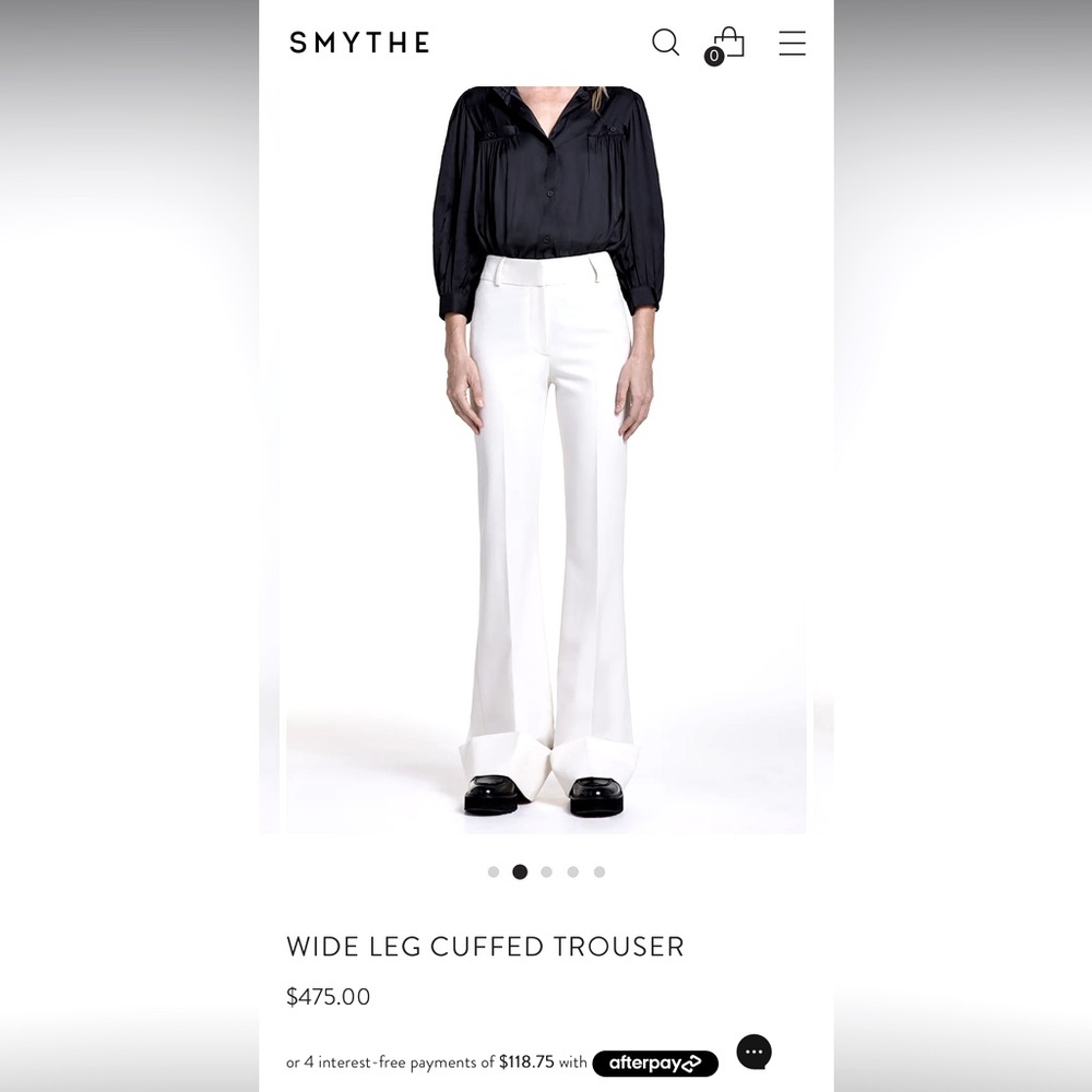 SMYTHE wide leg cuff Trouser in Chalk